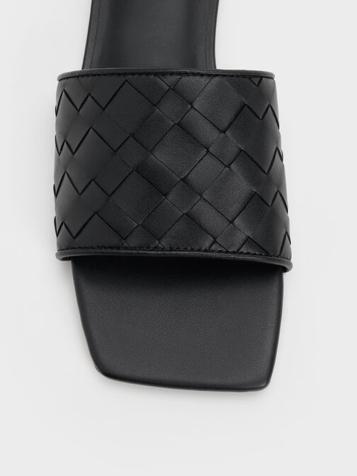 Ivette Woven Slide Sandals, Black, hi-res