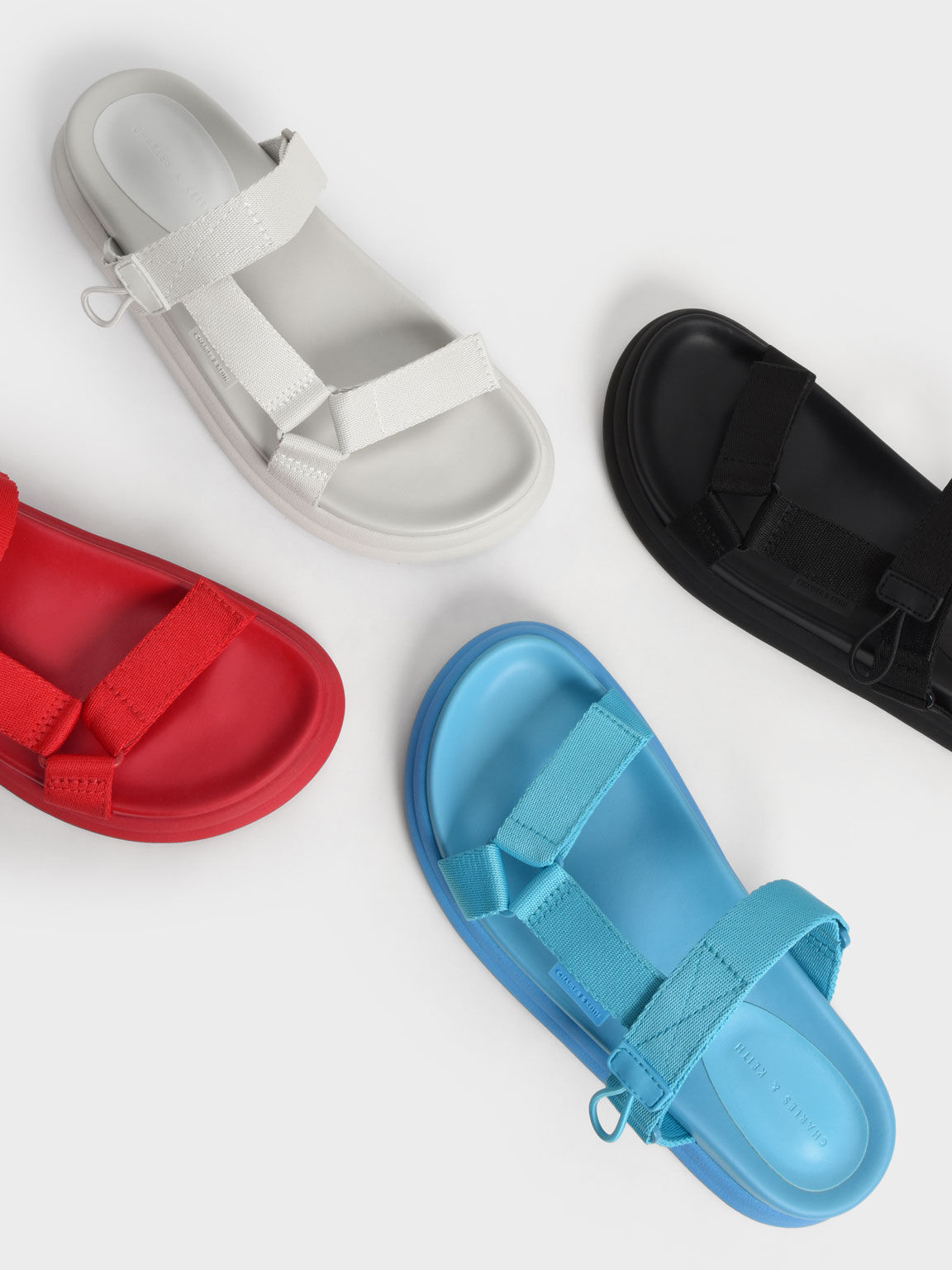 Polyester Velcro Strap Sports Sandals, Blue, hi-res