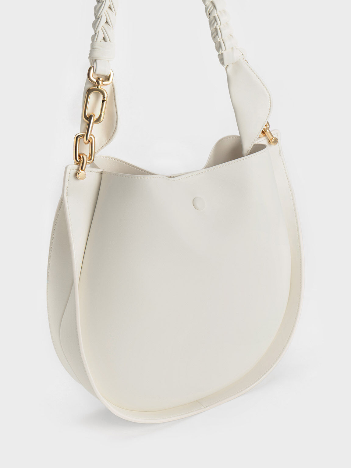 Cleona Braided Handle Shoulder Bag, White, hi-res