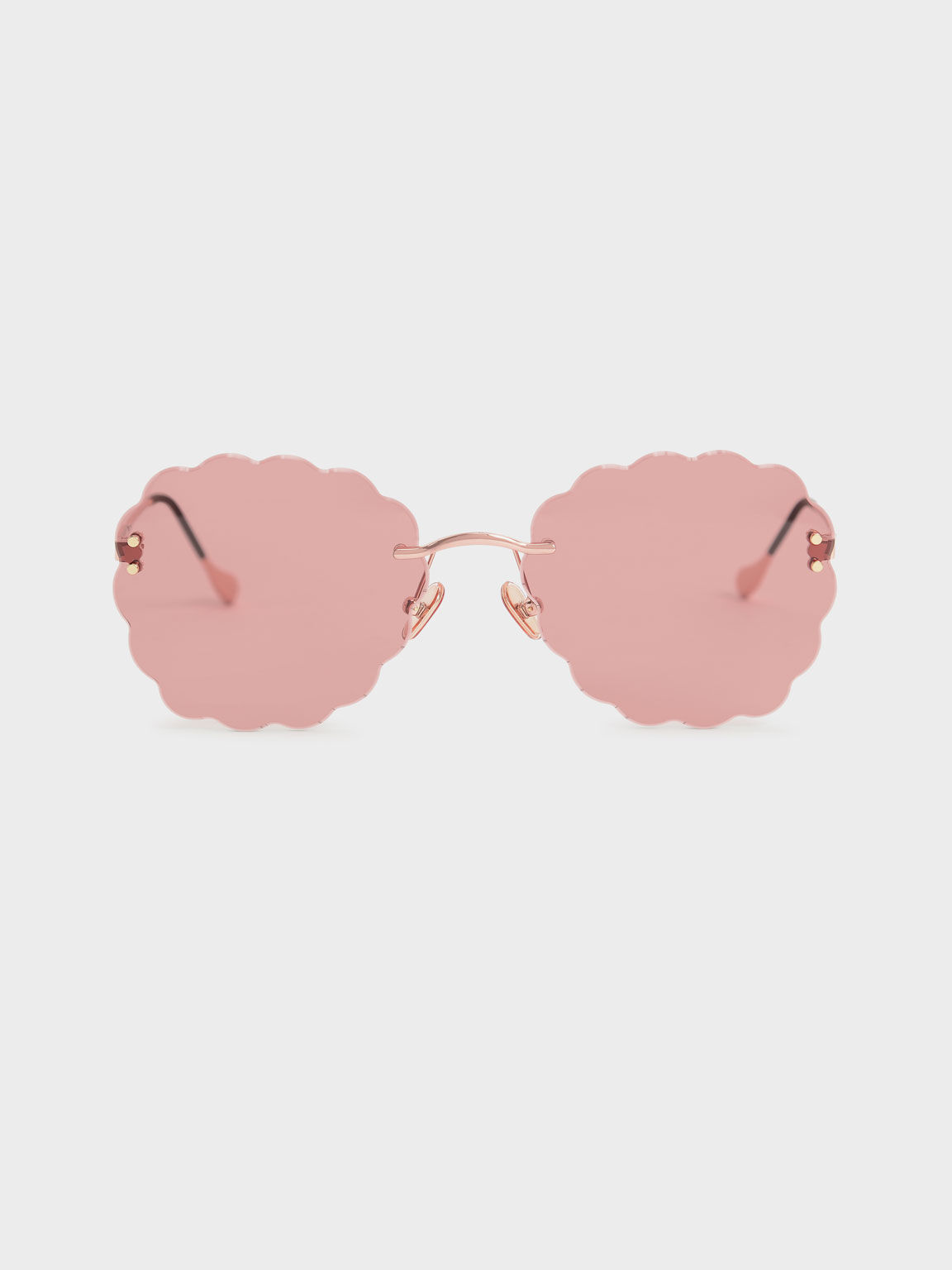 Scalloped Butterfly Sunglasses, Rose Gold, hi-res