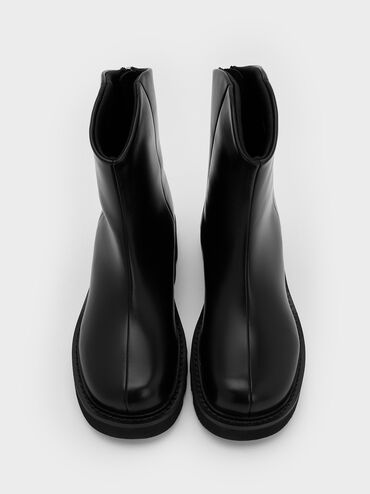 Girls' Chunky Ankle Boots, Black, hi-res