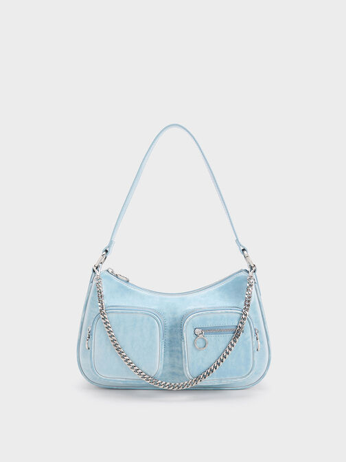 Letitia Chain-Link Bag, Light Blue, hi-res
