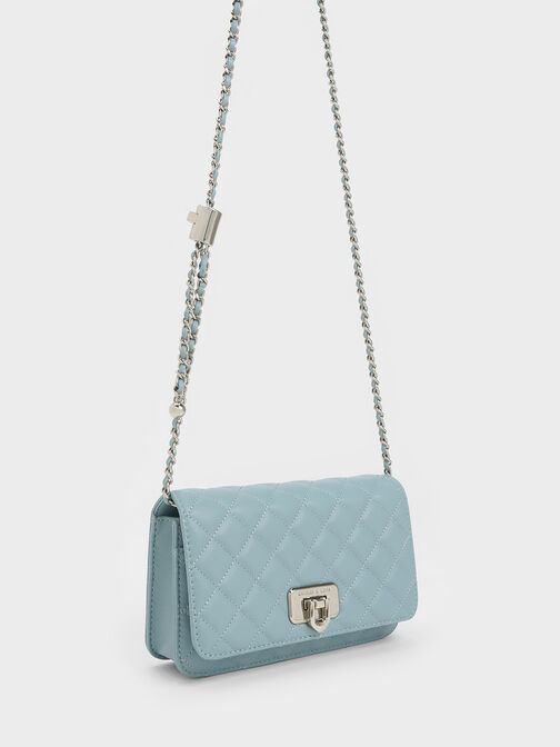 Cressida Quilted Push-Lock Clutch, Slate Blue, hi-res