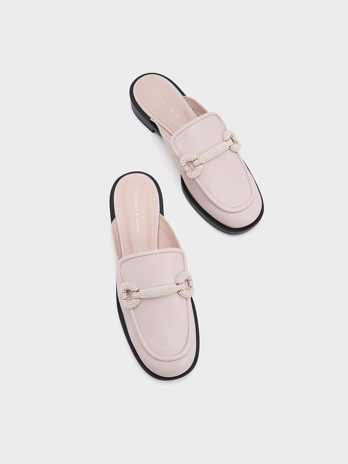 珍珠馬銜釦樂福懶人鞋, 嫩粉色, hi-res