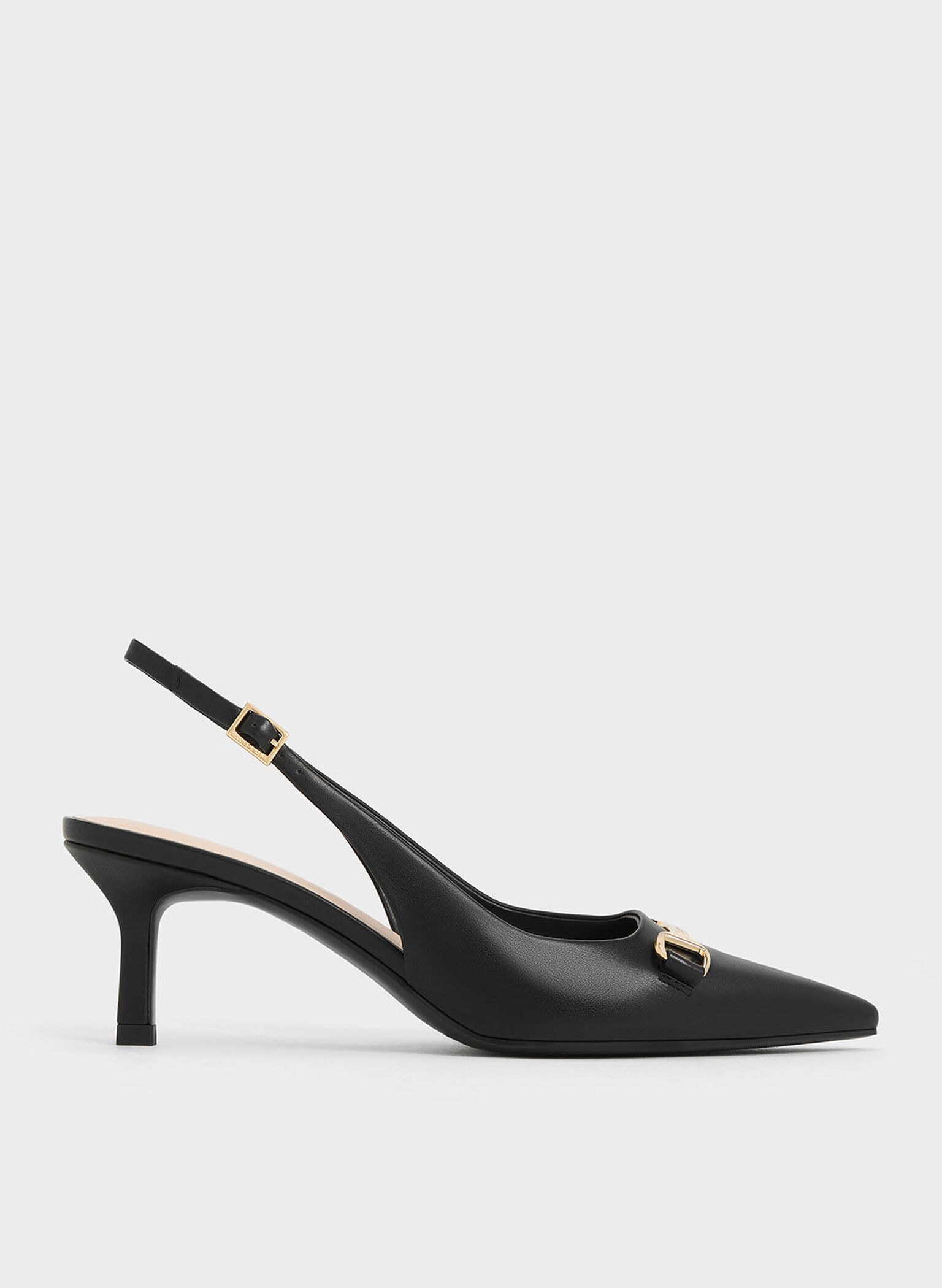 Leslie Metallic-Accent Slingback Pumps, Black, hi-res
