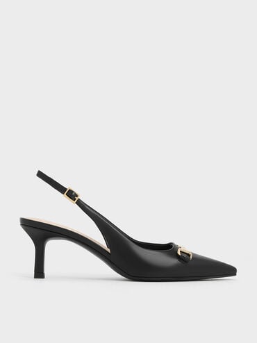Black Metallic-Accent Slingback Pumps - CHARLES & KEITH US