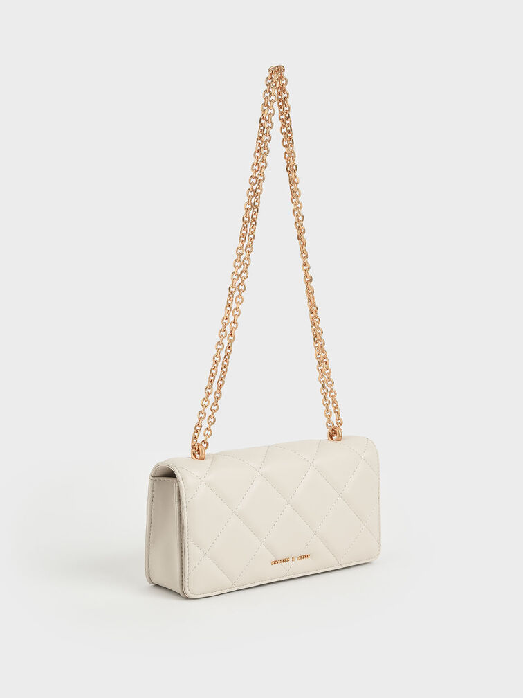 Cream Quilted Boxy Long Wallet - CHARLES & KEITH US