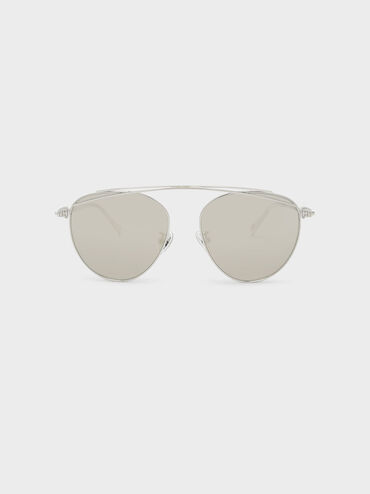 Wire Frame Aviators, Silver, hi-res