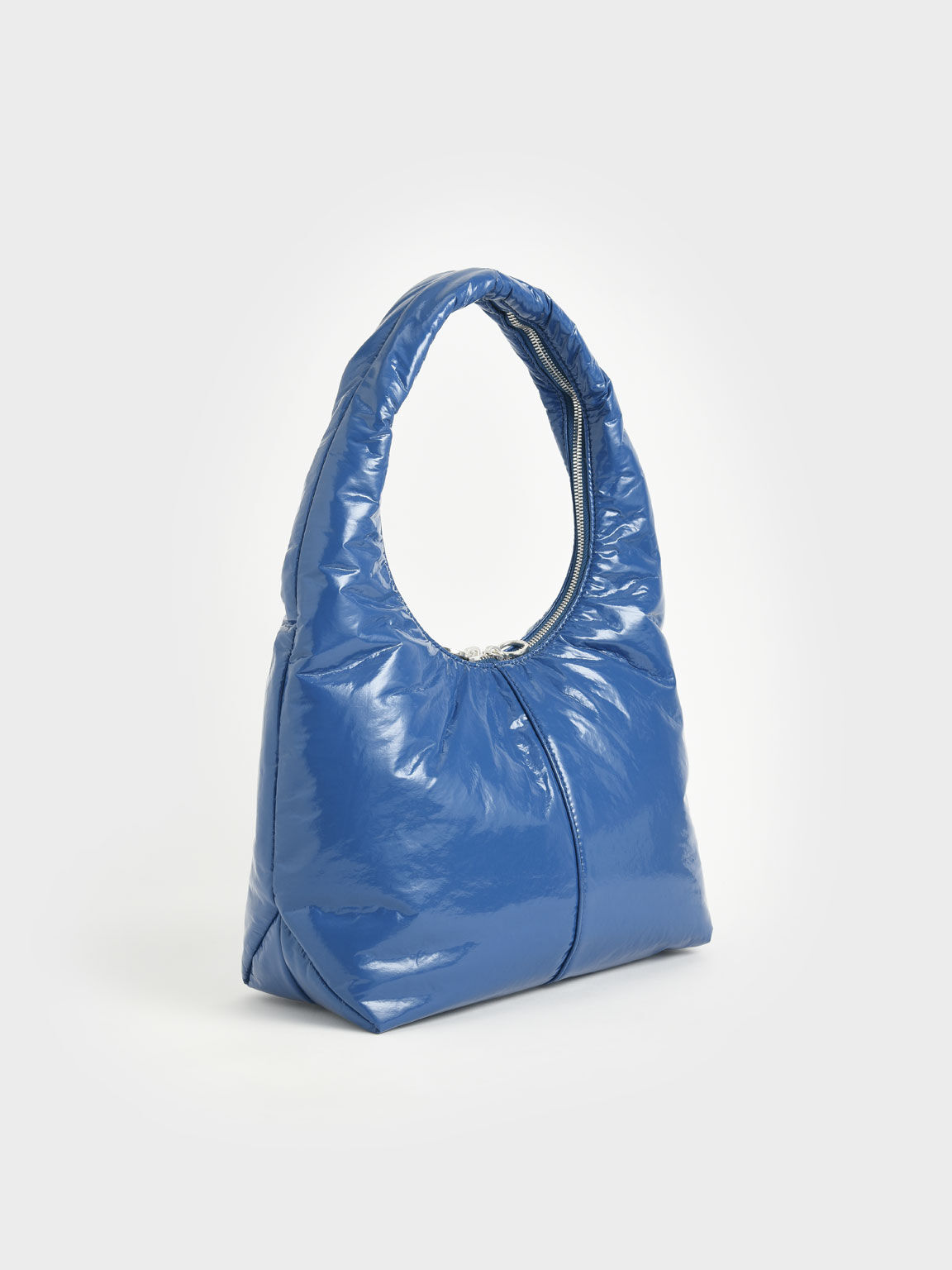Arch Wrinkled-Effect Large Hobo Bag, Blue, hi-res
