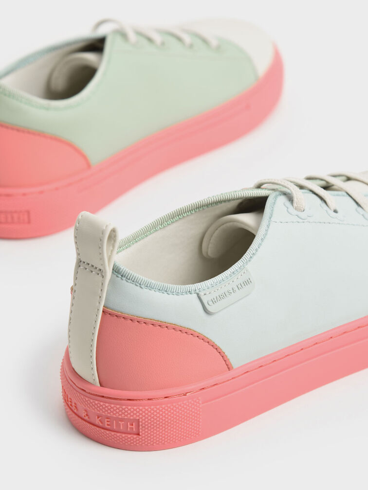 Girls' Colour-Block Sneakers, Green, hi-res