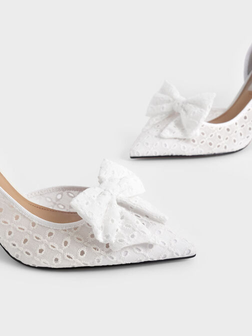 Blythe Broderie Anglaise Half-D'Orsay Pumps, White, hi-res