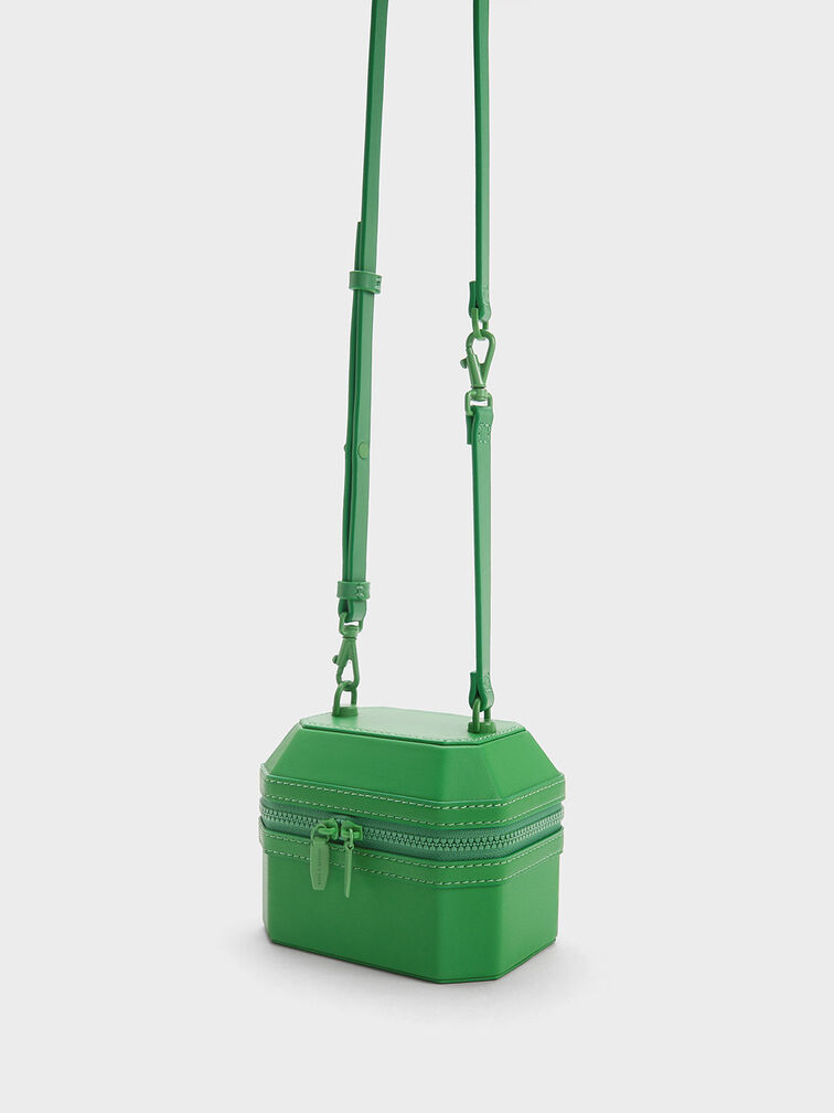 Geometric Boxy Top Handle Bag, Green, hi-res