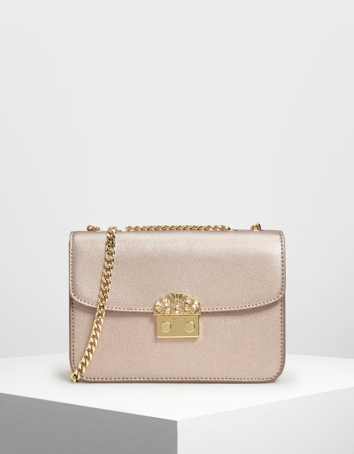 Embellished push lock clutch Clearance