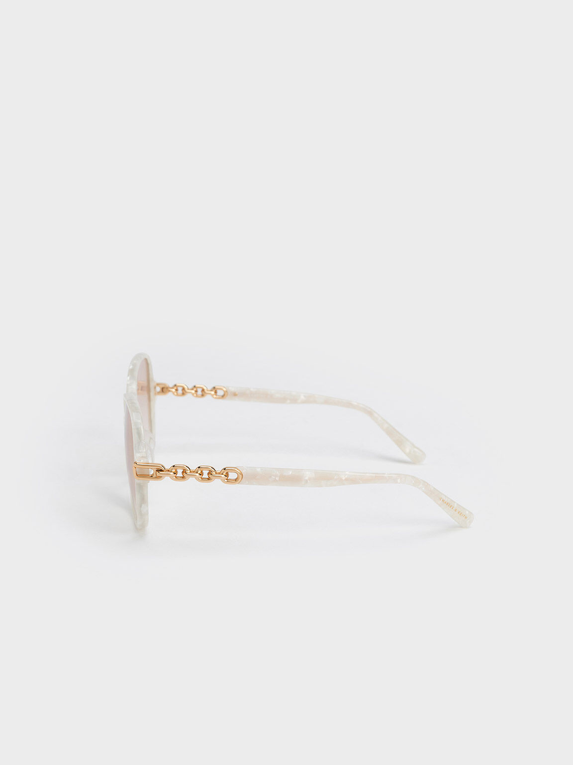 Chain-Link Oversized Butterfly Sunglasses, Cream, hi-res