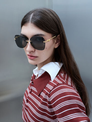 Sable Knot Butterfly Sunglasses, Black, hi-res