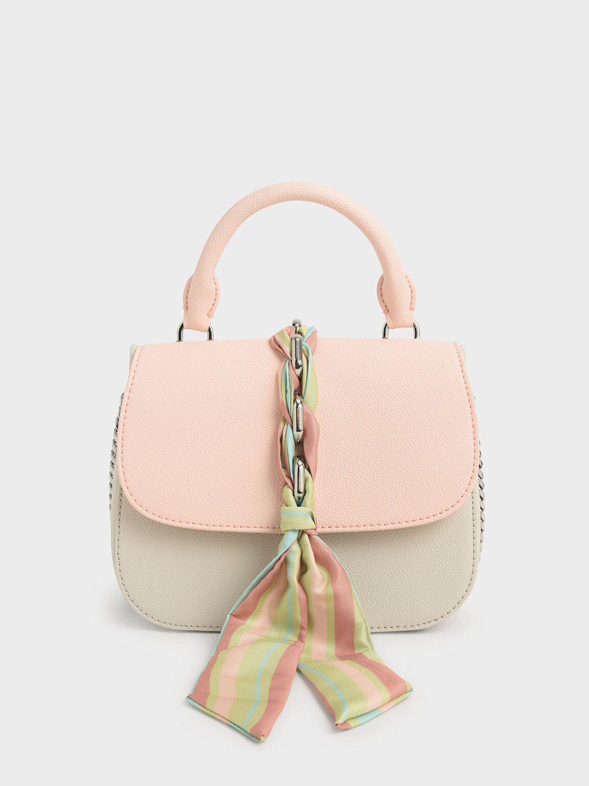 Light Pink Braided Front Flap Bag Charles Keith Om