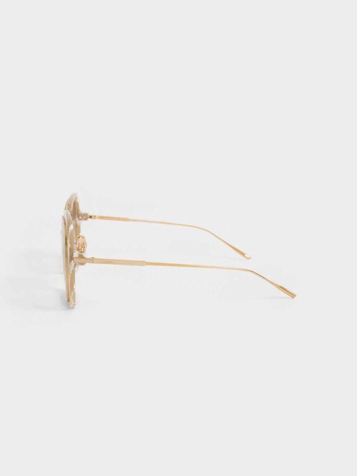 Recycled Acetate Wire-Frame Butterfly Sunglasses, Cream, hi-res