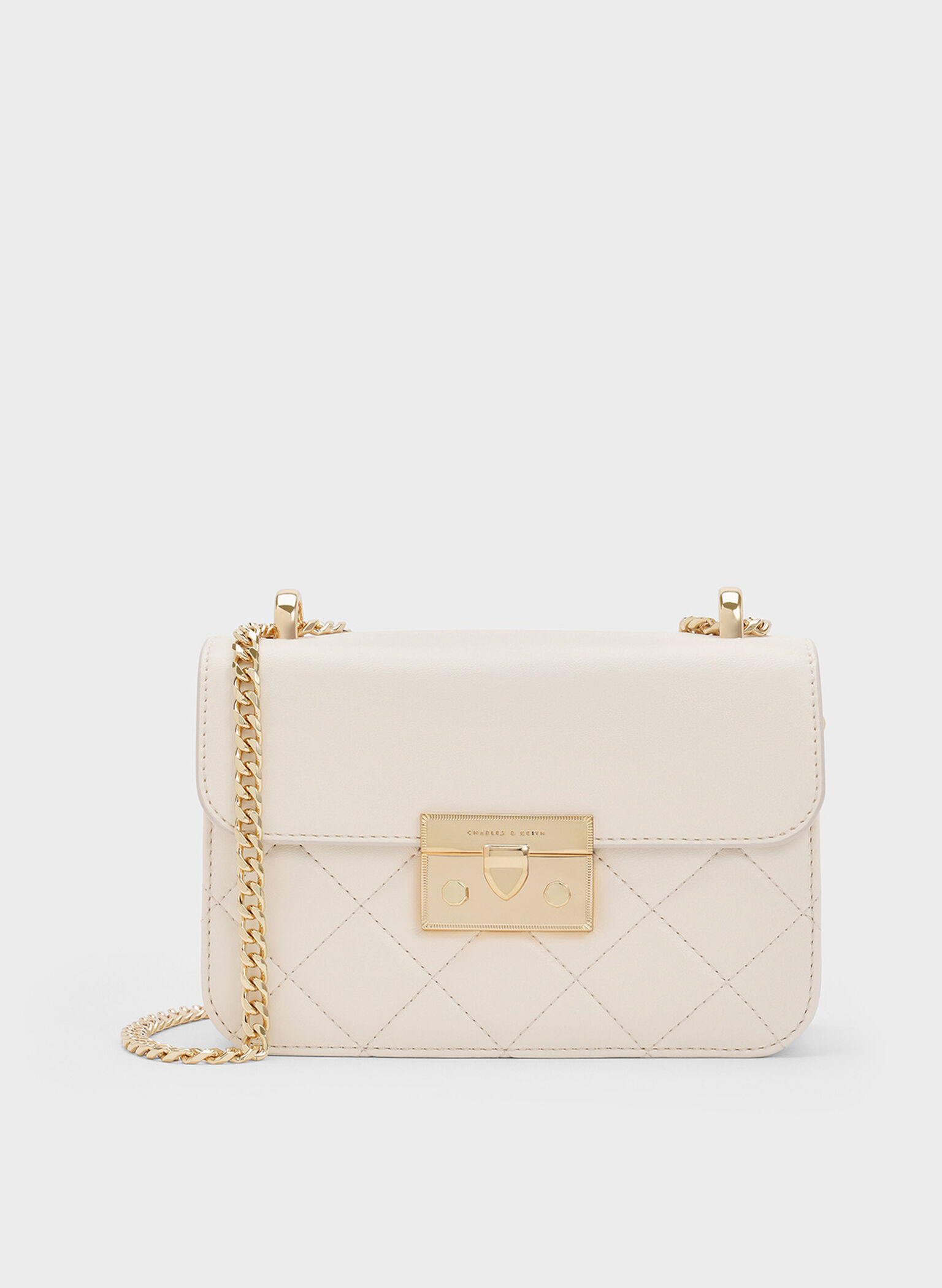 Alva Quilted Chain-Handle Bag, Cream, hi-res