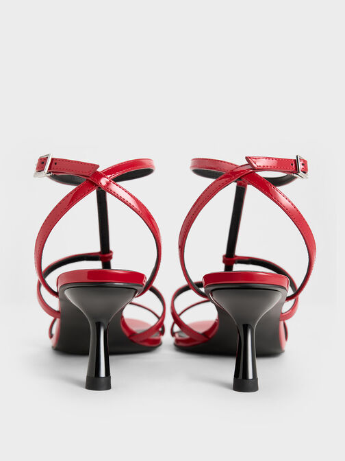 Clara Asymmetric T-Bar Sandals, Red, hi-res