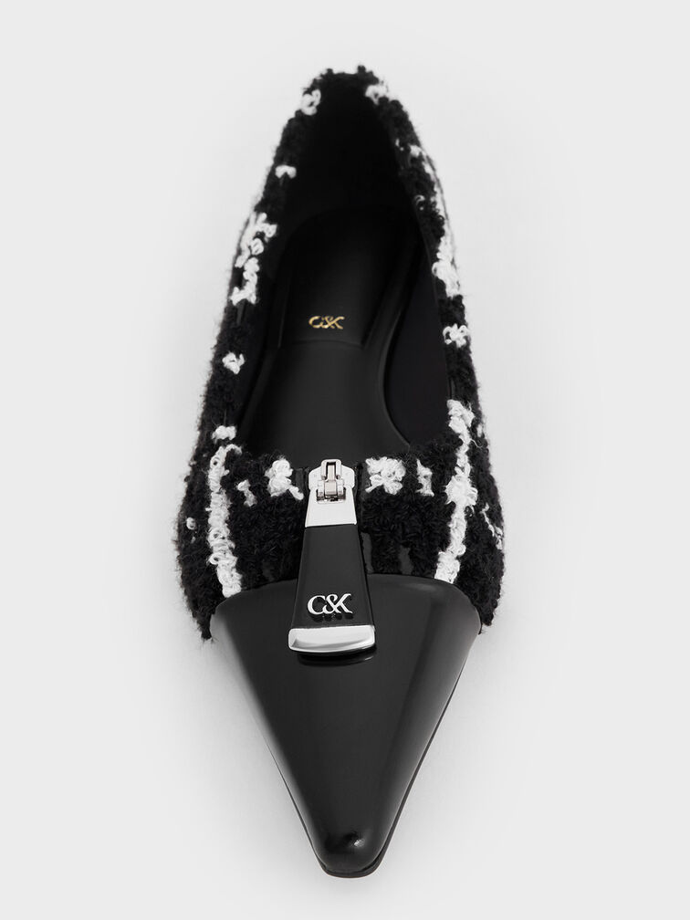 Nina Tweed & Leather Pointed Cap-Toe Flats, Multi, hi-res