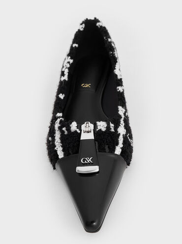 Nina Tweed & Leather Pointed Cap-Toe Flats, Multi, hi-res