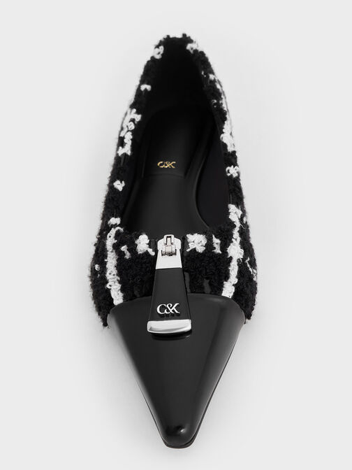 Nina Tweed & Leather Pointed Cap-Toe Flats, Multi, hi-res