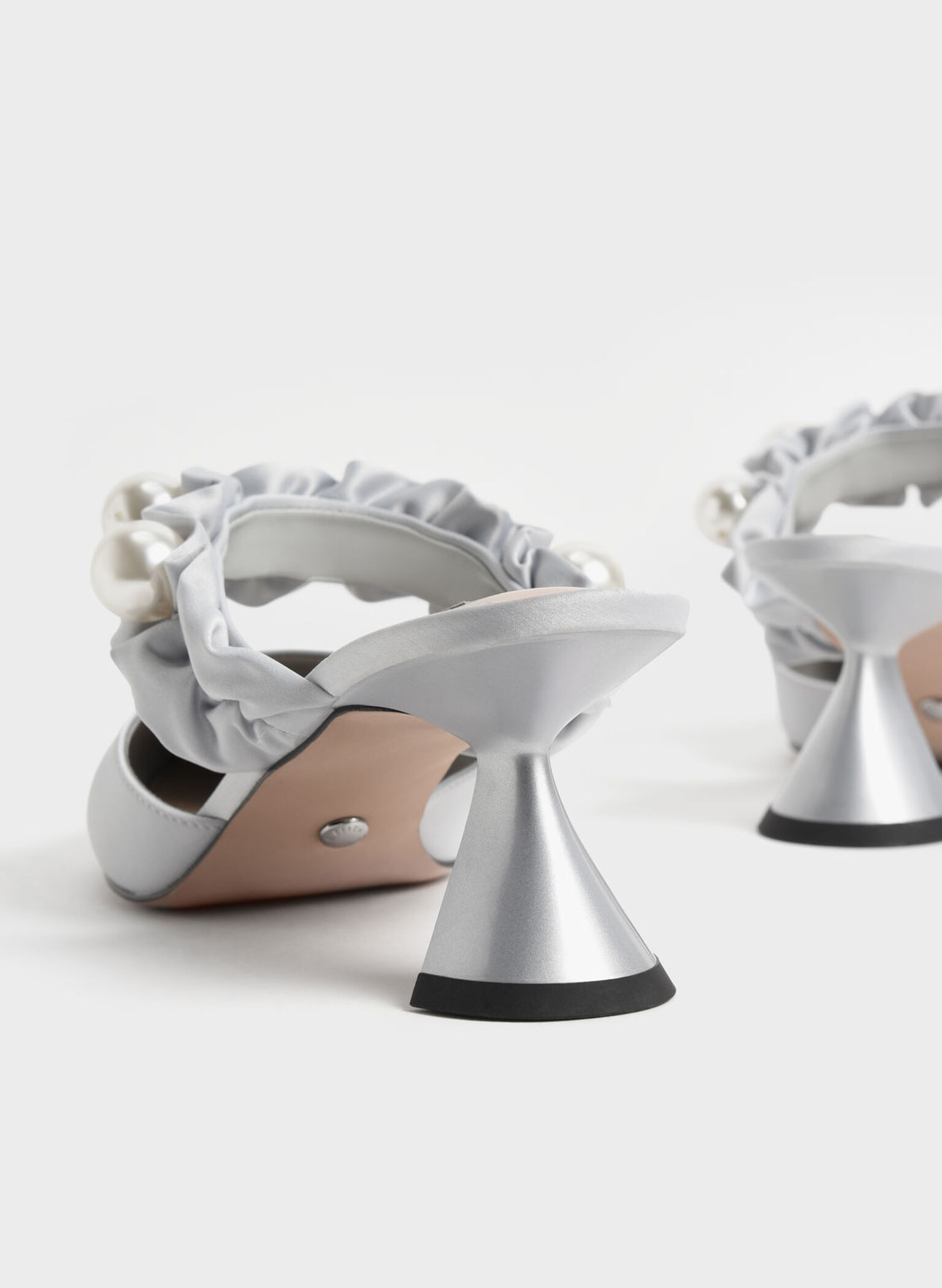 Blythe Bead Embellished Satin Pumps, Silver, hi-res