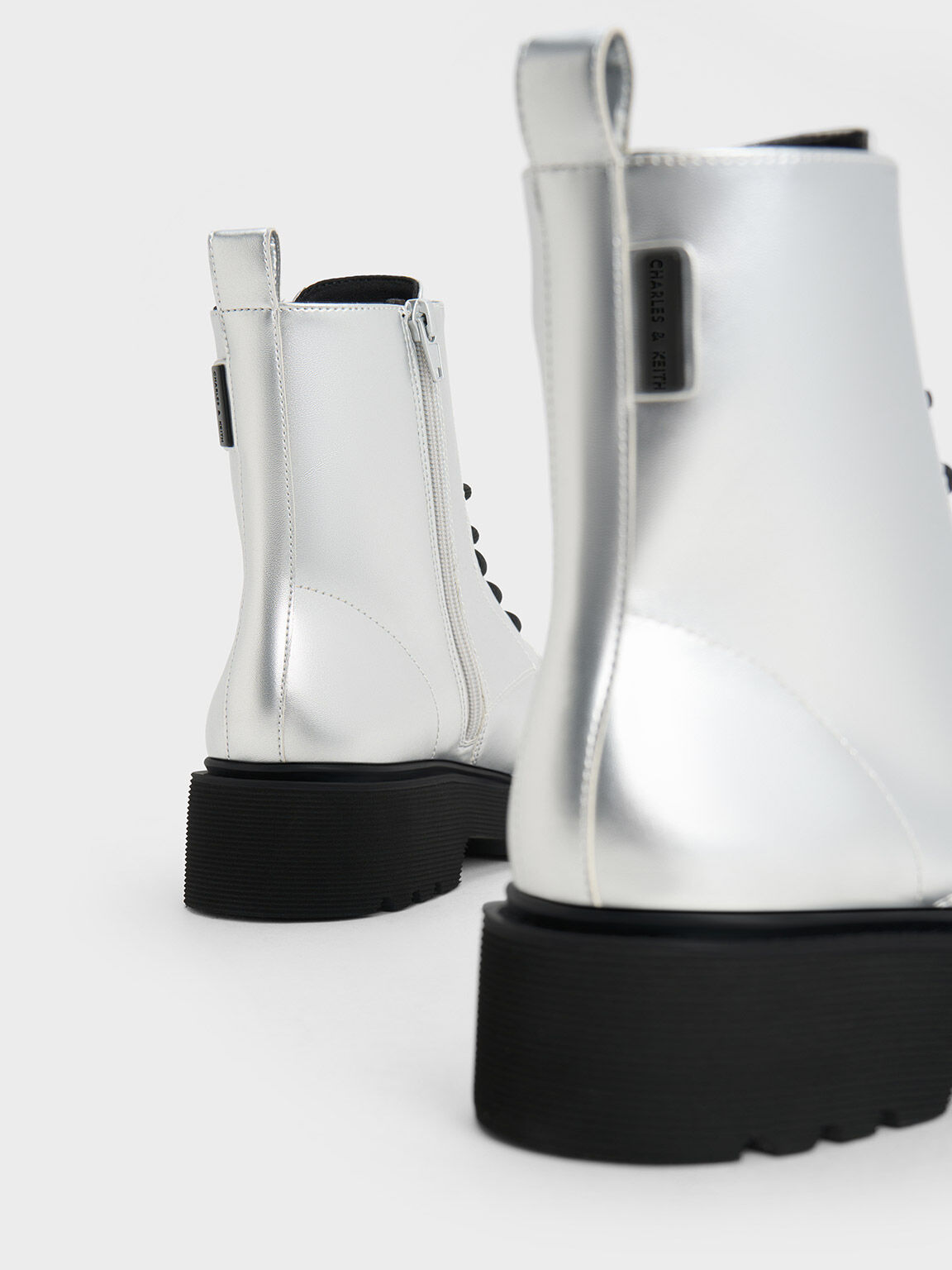 Black and silver ankle boots best sale