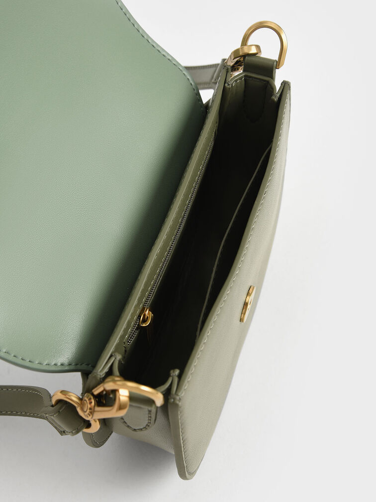 Mini Gabine Two-Tone Saddle Bag​, Olive, hi-res