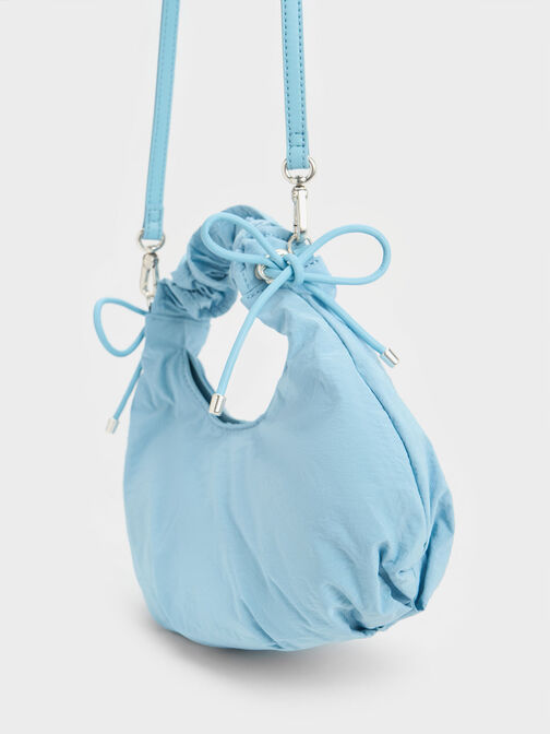 Maisy Ruched Nylon Bag, Light Blue, hi-res