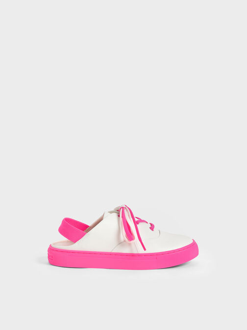 Girls' Two-Tone Lace-Up Sneaker Mules, Fuchsia, hi-res