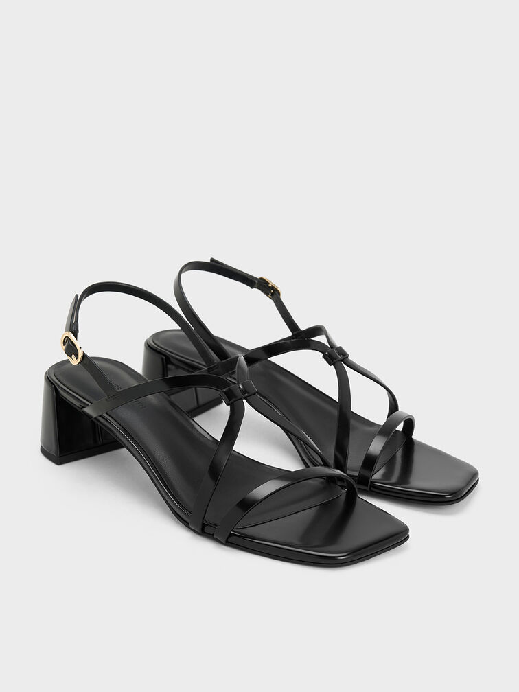 Strappy Block-Heel Slingback Sandals, Black Box, hi-res
