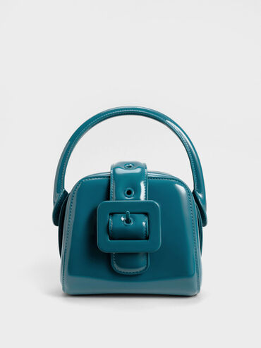 Lula Patent Belted Bag, Turquoise, hi-res