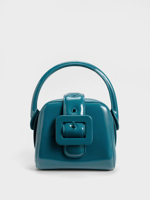 Lula Patent Belted Bag, Turquoise, hi-res