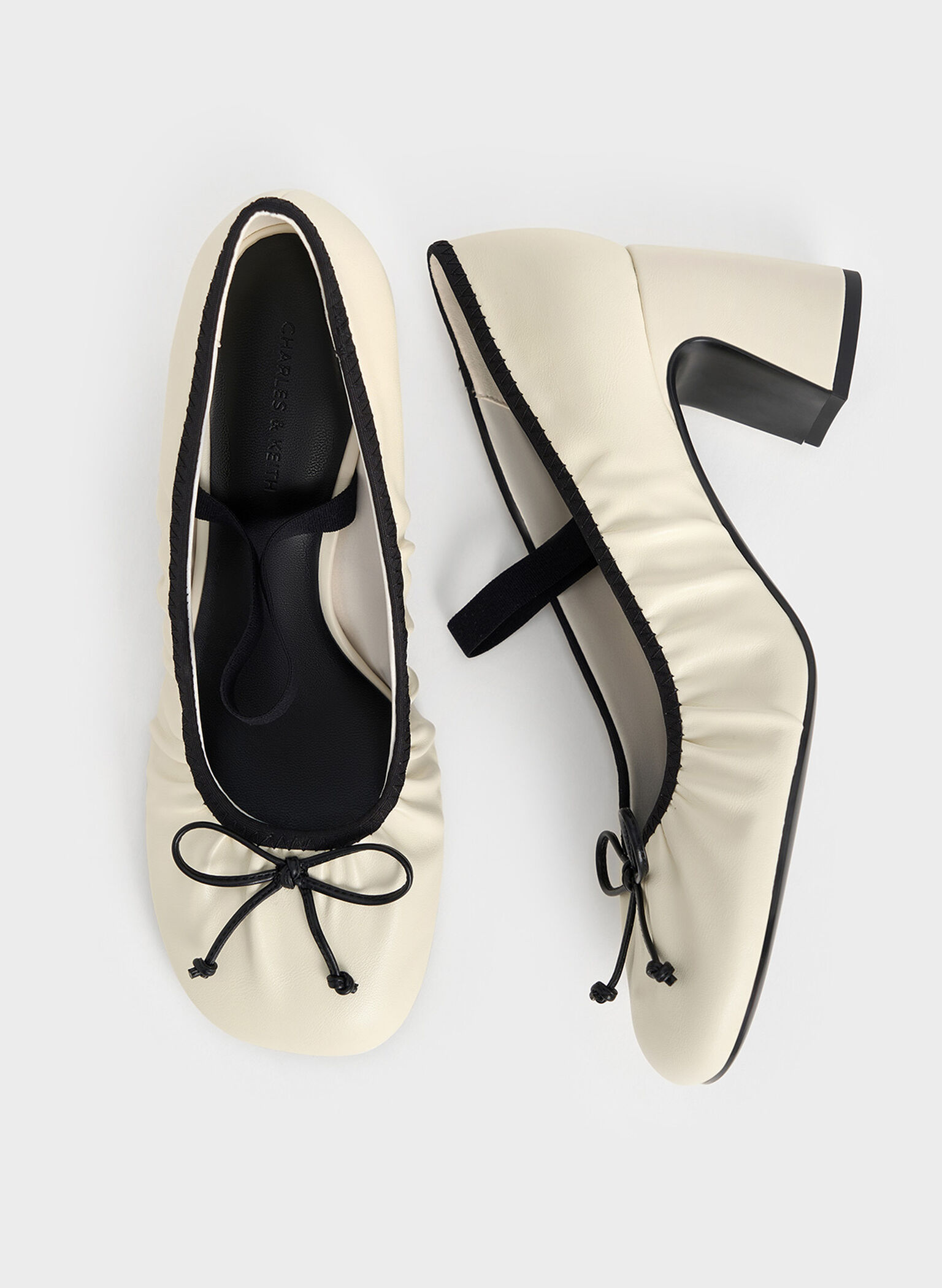 Mino Ruched Mary Jane Pumps, Chalk, hi-res