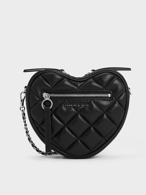 Philomena Quilted Heart Crossbody Bag, Noir, hi-res