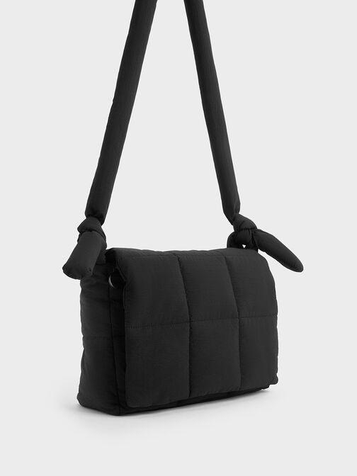 Errya Nylon Quilted Puffy Crossbody Bag, Jet Black, hi-res