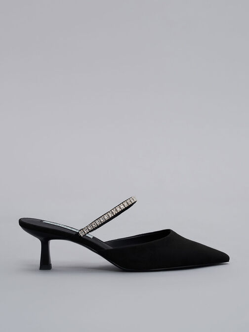 Ambrosia 寶石鍊尖頭細跟鞋, 黑色特別款, hi-res