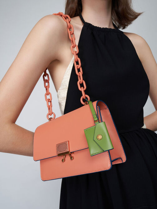 Twisty Shoulder Bag, Orange, hi-res