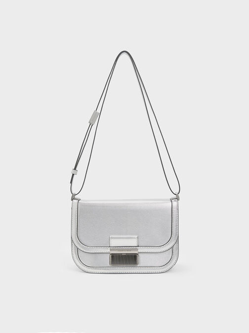 Metallic Charlot Bag, Silver, hi-res