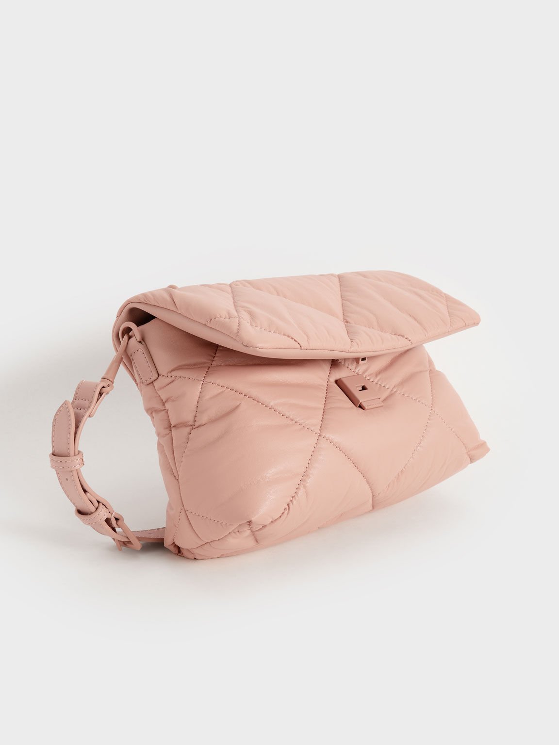 Chain Handle Puffer Bag, Blush, hi-res