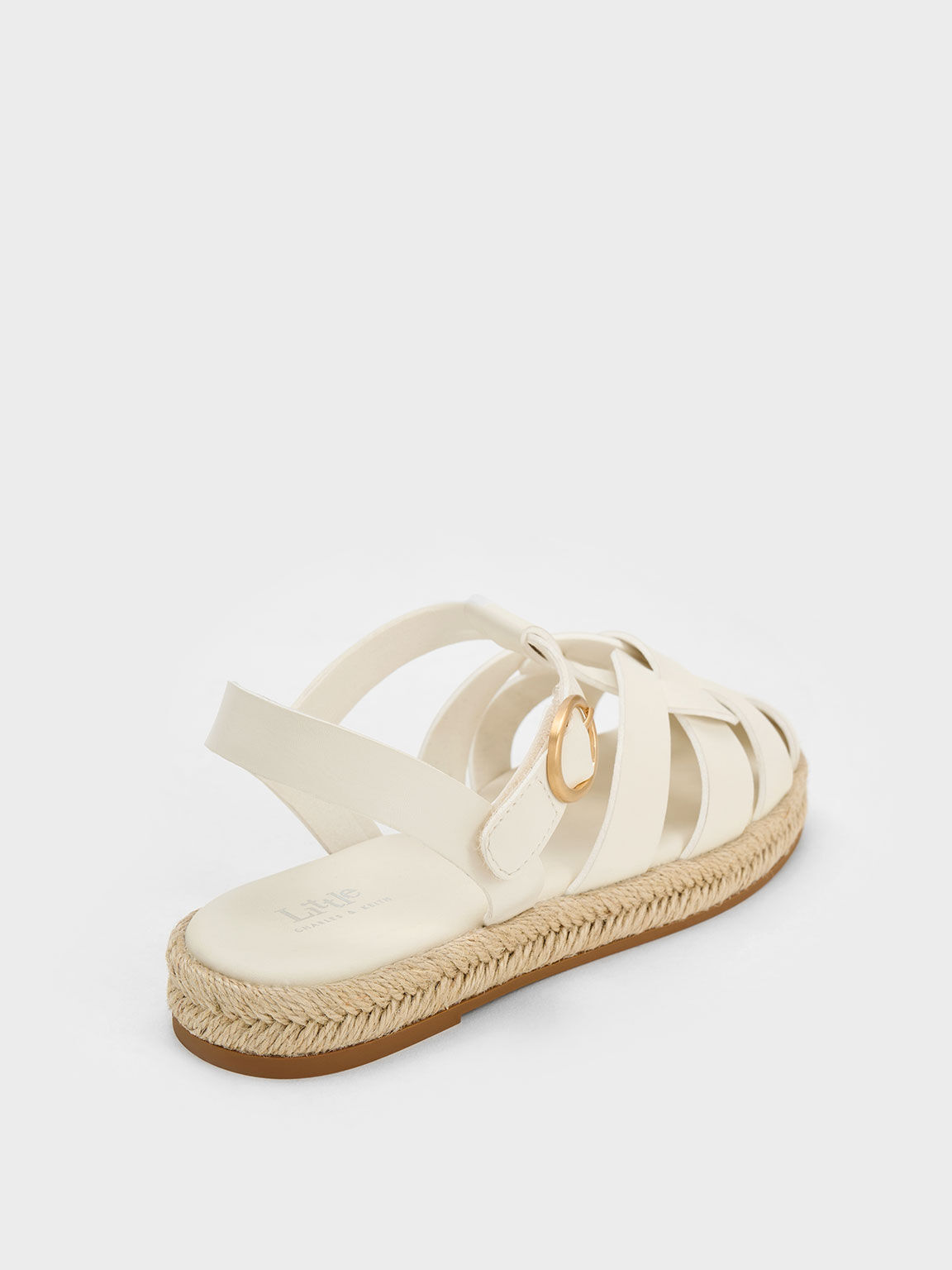 Girls' Interwoven Espadrille Sandals, Chalk, hi-res