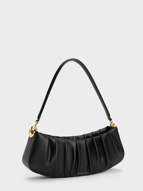 Aldora Ruched Shoulder Bag, Black, hi-res