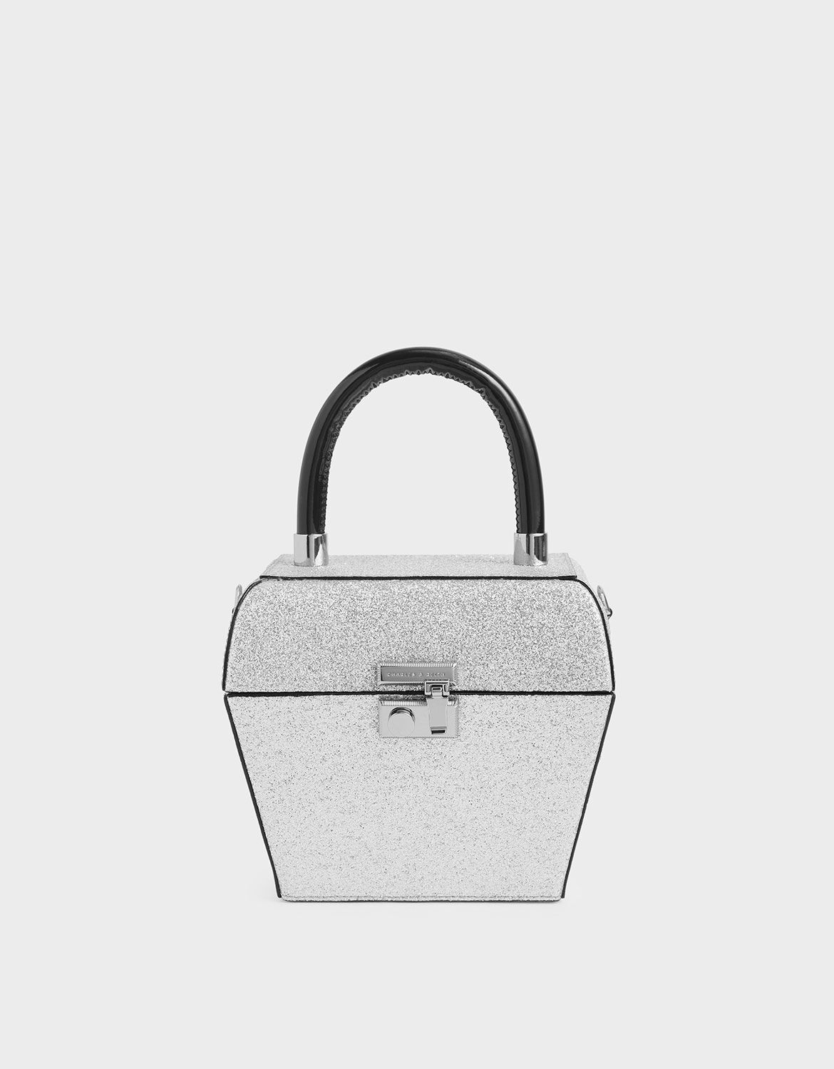 silver glitter handbag