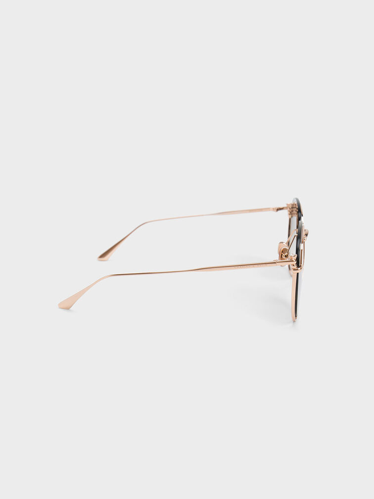 Oversized Wireframe Aviator Sunglasses, Rose Gold, hi-res