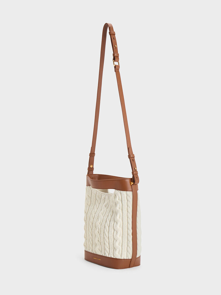 Apolline Textured Knit Bucket Bag, Cream, hi-res