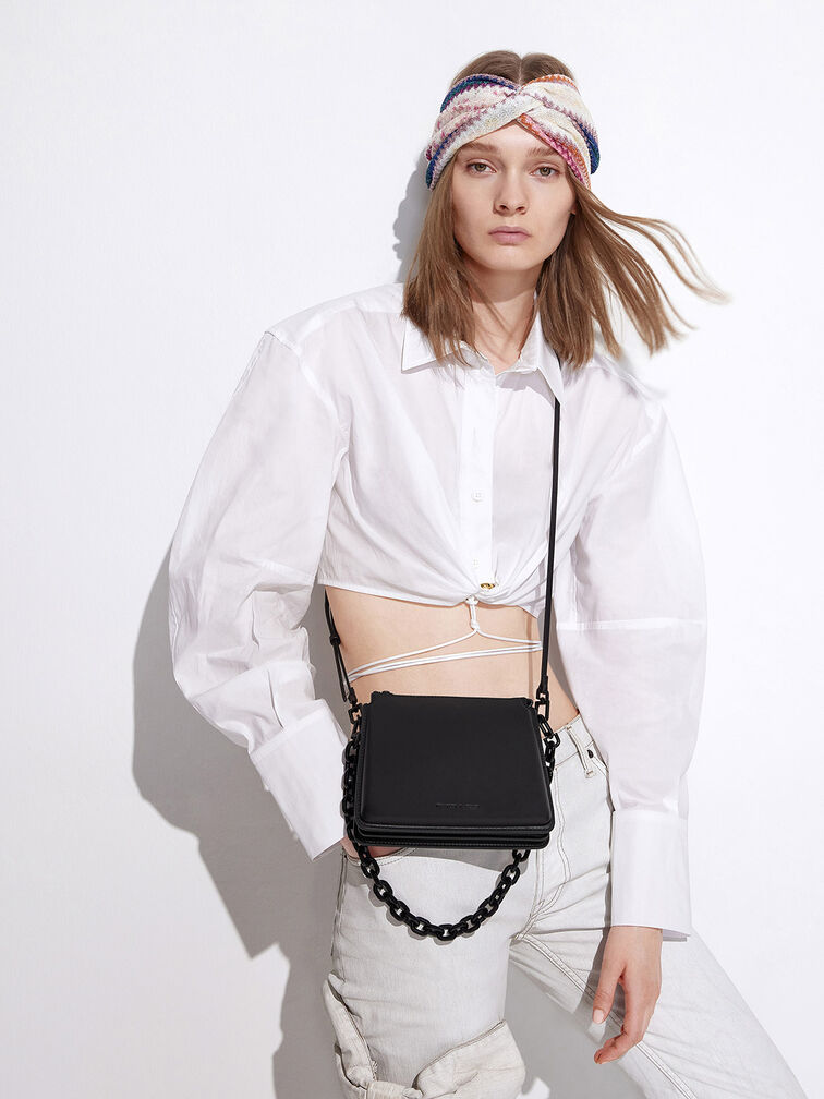 Camelia Trapeze Crossbody Bag, Black, hi-res