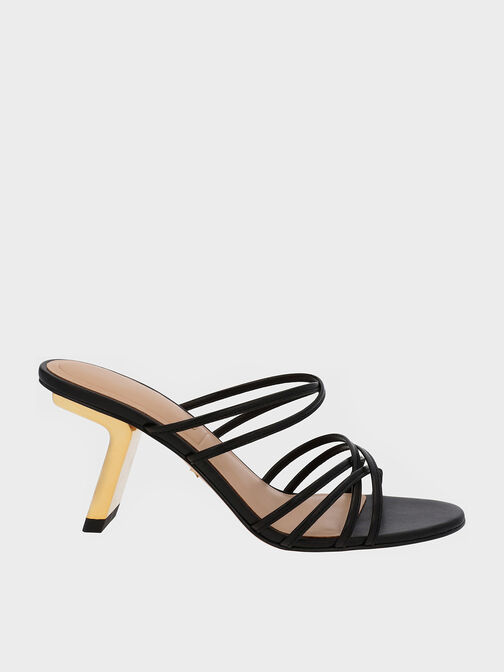 Orly Leather Strappy Slant-Heel Mules, Black, hi-res