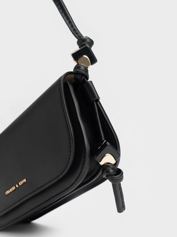 Black Cube Knotted Elongated Crossbody Bag - CHARLES & KEITH PH