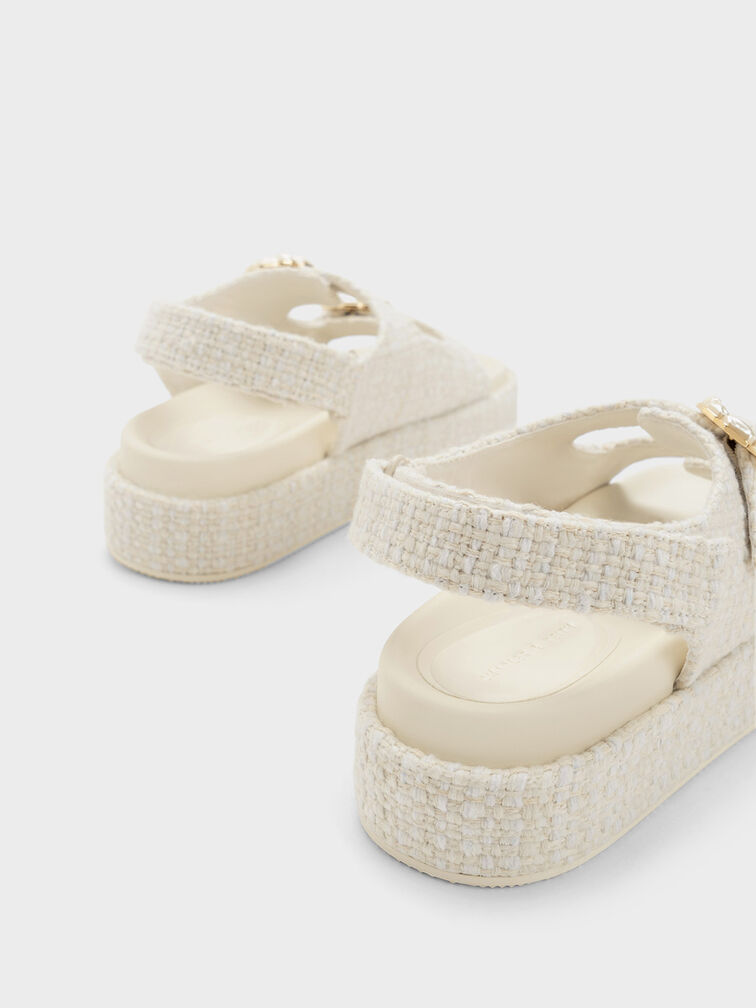 珍珠釦環毛呢涼鞋, 石灰白, hi-res